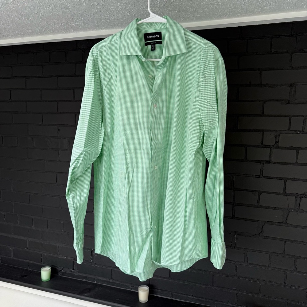 Bonobos men’s pastel green button-down dress shirt, 16 1/2 x 36, standard fit